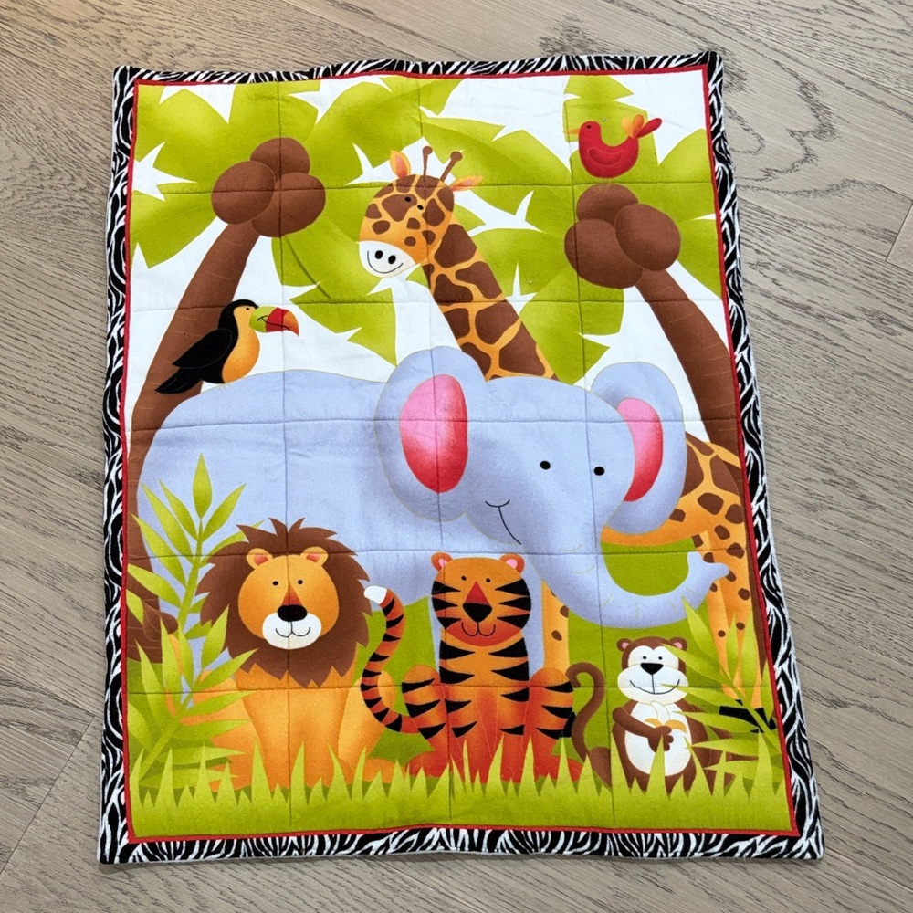 Colorful Jungle Animal Baby Quilt